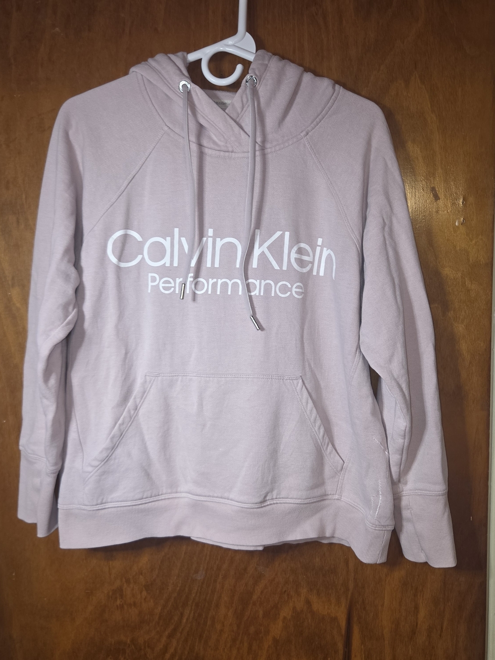 Calvin Klein Performance Light Pink Logo Hoodie Pullover M